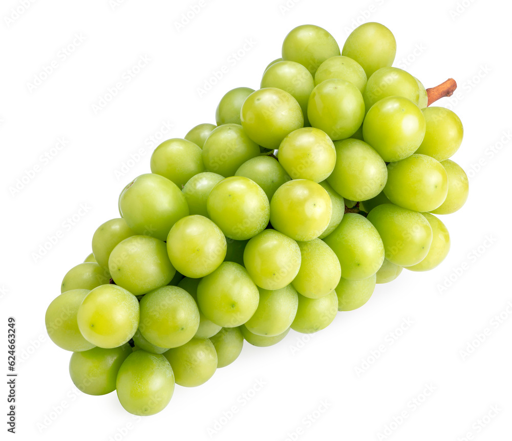 Shine Muscat Grape on white background, Green grape isolate on white with clipping path.