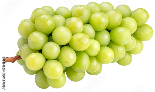 Shine Muscat Grape on white background, Green grape isolate on white with clipping path.