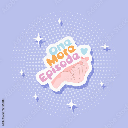 Cute stickers, vector flat design, korean drama one more episode quotes label collection, vector illustration