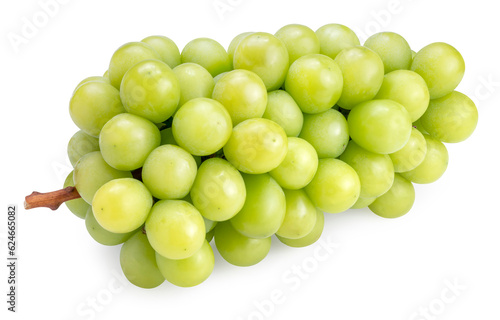 Shine Muscat Grape on white background, Green grape isolate on white PNG File.