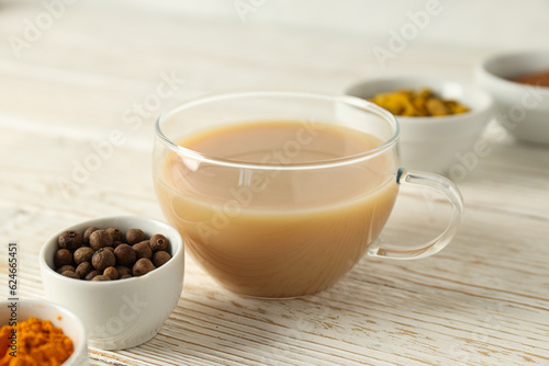 Traditional Indian hot drink with milk and spices - Masala tea