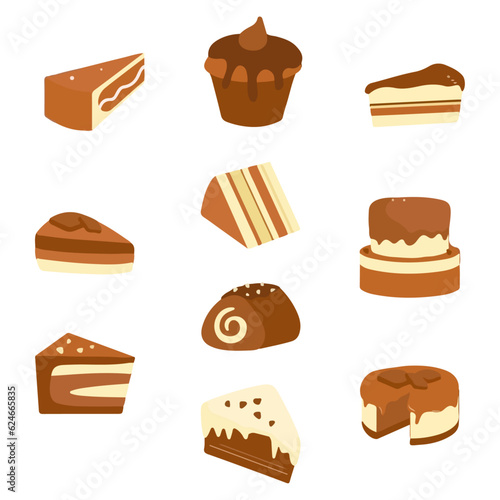Chocolate dessert set vector illustration