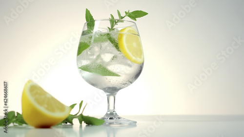 cocktail alcohol gin and tonic isolated on a white background. Generative AI