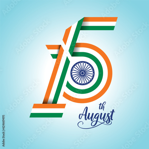 15th August post, 15 text, logo, social media post. Happy Independence Day post