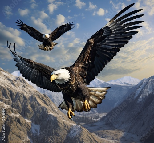american bald eagle in flight Generative AI © awalcreative