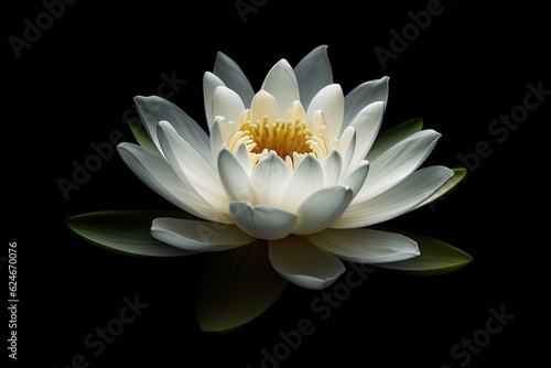 Symbol of Purity. Closeup of Fresh White Lotus Flower on Black Background