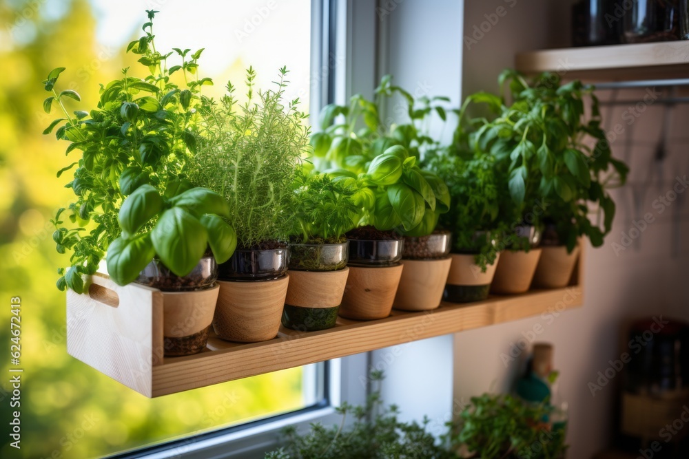 Fototapeta premium DIY Wall Mounted Herb Garden, Generative AI