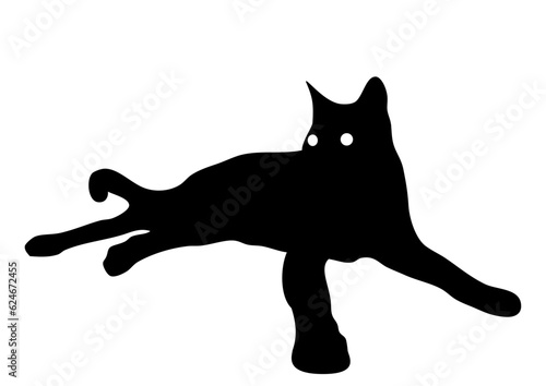 くつろぐ猫のシルエットアイコン。