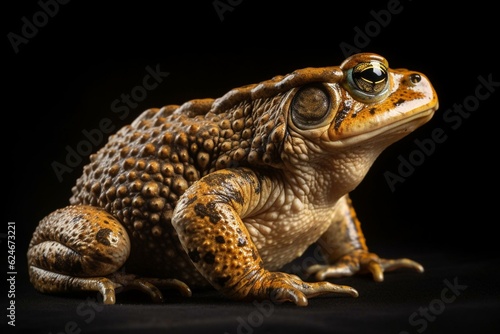Side profile of Colorado River toad with golden eyes on a transparent background. Generative AI