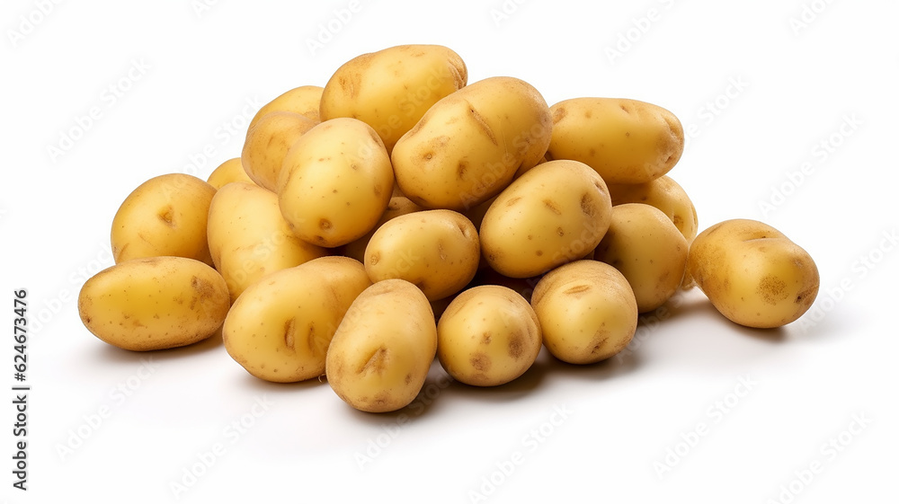 a mountain of potatoes is isolated against the background. Generative AI a mountain of potatoes is isolated against the background. Generative AI