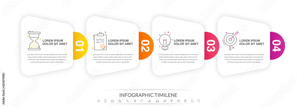 Infographics labels vector options template with four steps and icons. The modern template can be used for workflow layout, banners, diagrams, business options, projects, web design, marketing Infographics labels vector options template with four steps and icons. The modern template can be used for workflow layout, banners, diagrams, business options, projects, web design, marketing