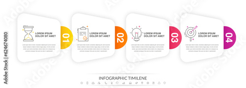 Infographics labels vector options template with four steps and icons. The modern template can be used for workflow layout, banners, diagrams, business options, projects, web design, marketing