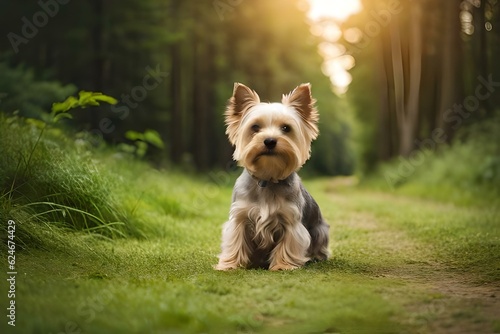 yorkshire terrier in the garden  generated Ai technology © baloch