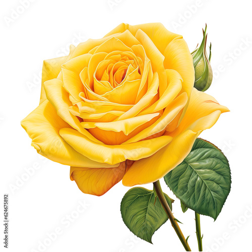 Yellow Rose on transparent background Remove png created with Generative AI, Clipping Path