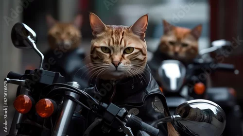 Fototapeta cat on motorcycle 