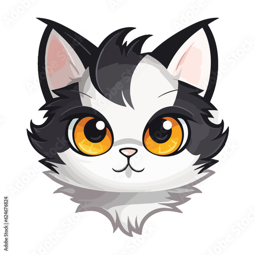 Black cat cartoon illustration mascot doodle design cat sticker illustrator ready for print fully re-editable.