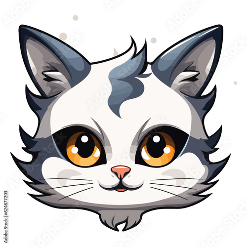 kitten vector in blue color,cat illustration,cute cat sticker,editable,print ready stickers © YASAR