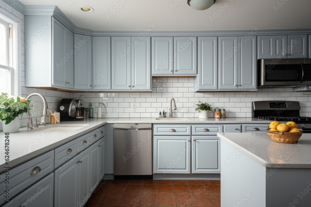 Fototapeta premium Vintage Refinish Kitchen Cabinets, Generative AI 