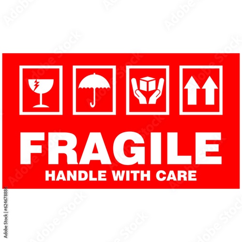 Fragile, Don't Drop, handle with care, sticker label