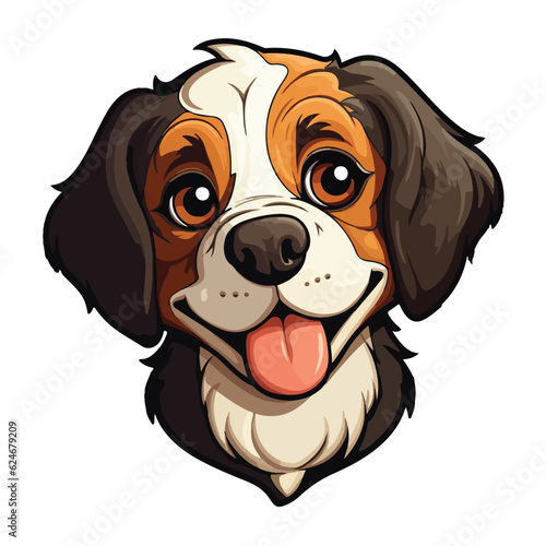 Cute brown and black color dog sticker,puppy drawing,illustrator dog print,eps editable,Doodle style drawing.