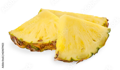 Slices of tasty ripe pineapple isolated on white