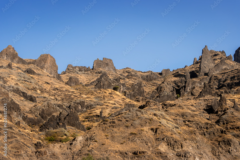 Fototapeta premium extraordinary mountain with stunning light on Santo Antão in Cape Verde 