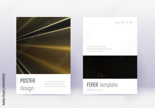Minimalistic cover design template set. Gold abstr
