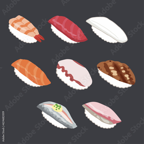 Set of Sushi Vector Illustration
