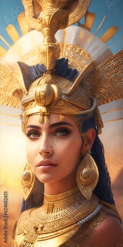 Portrait of egyptian goddess Hator, goddess of fertility. Generative Artificial Intelligence