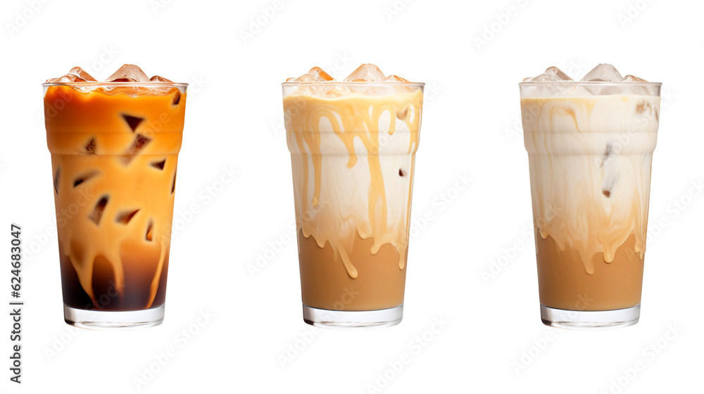 Iced caramel macchiato on transparent background Remove png created with Generative AI, Clipping Path Iced caramel macchiato on transparent background Remove png created with Generative AI, Clipping Path