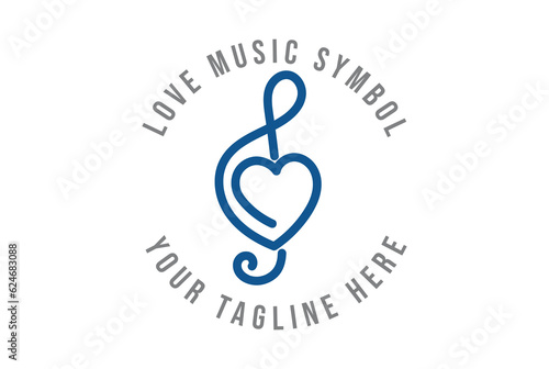 Love Heart Music Tone Note Symbol Icon Illustration Vector
