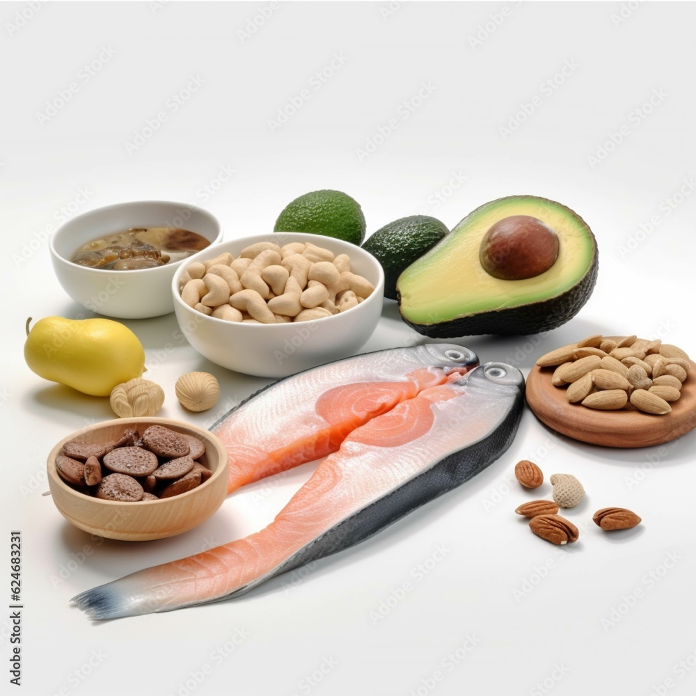 Healthy food clean eating selection salmon avocadospinach fruits and vegetable on dark background Healthy food clean eating selection salmon avocadospinach fruits and vegetable on dark background