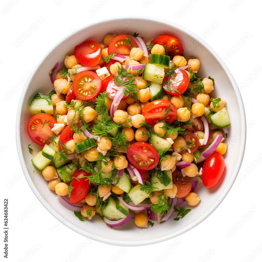 Chickpea salad with vegetables on transparent background Remove png created with Generative AI, Clipping Path Chickpea salad with vegetables on transparent background Remove png created with Generative AI, Clipping Path