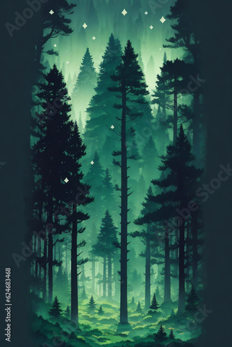night forest landscape