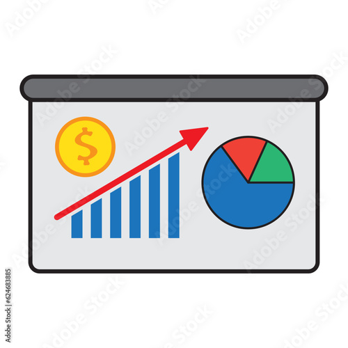 financial growth graph with coin money icon illustration