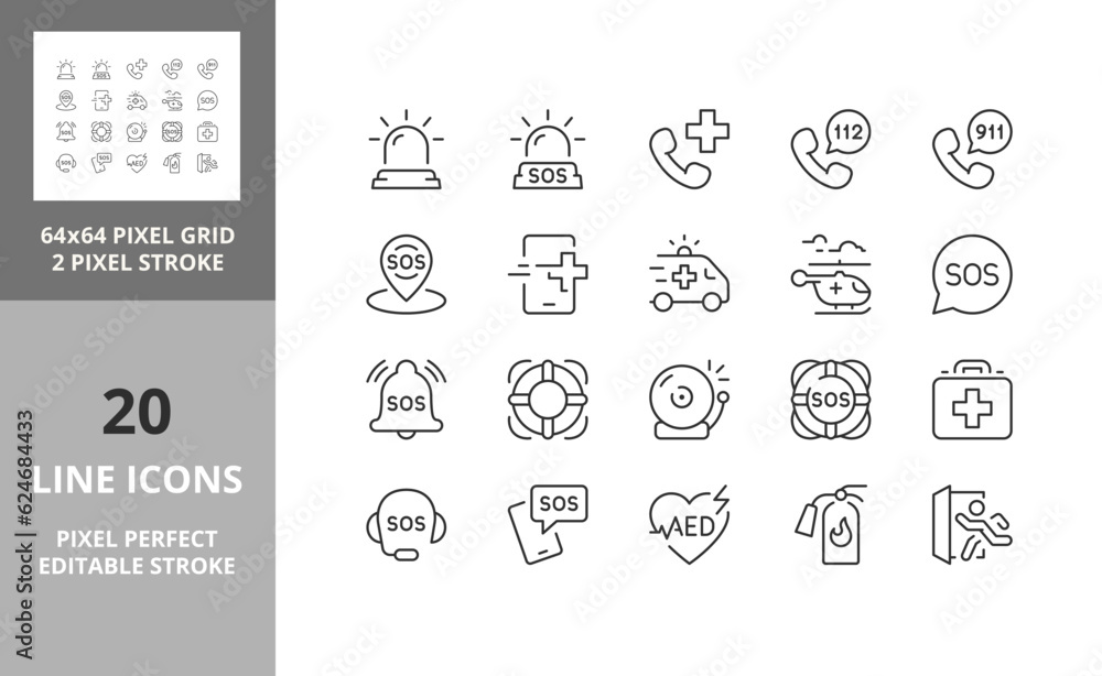 emergency 64px and 256px editable vector set