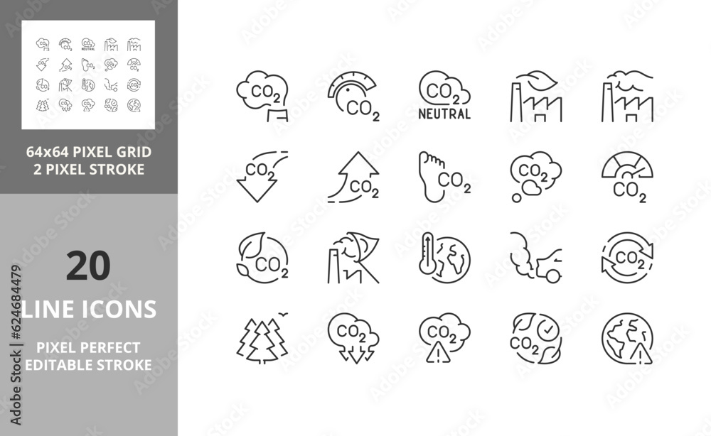 co2 64px and 256px editable vector set