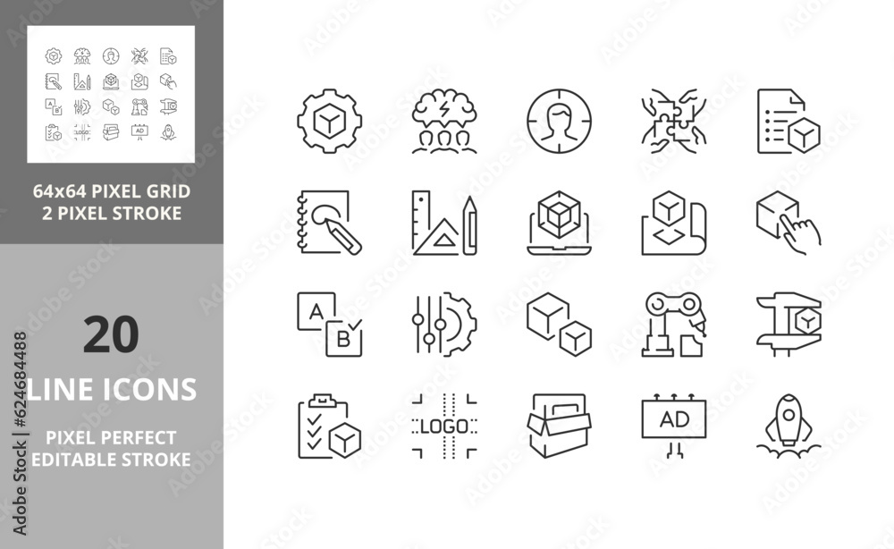 product development 64px and 256px editable vector set