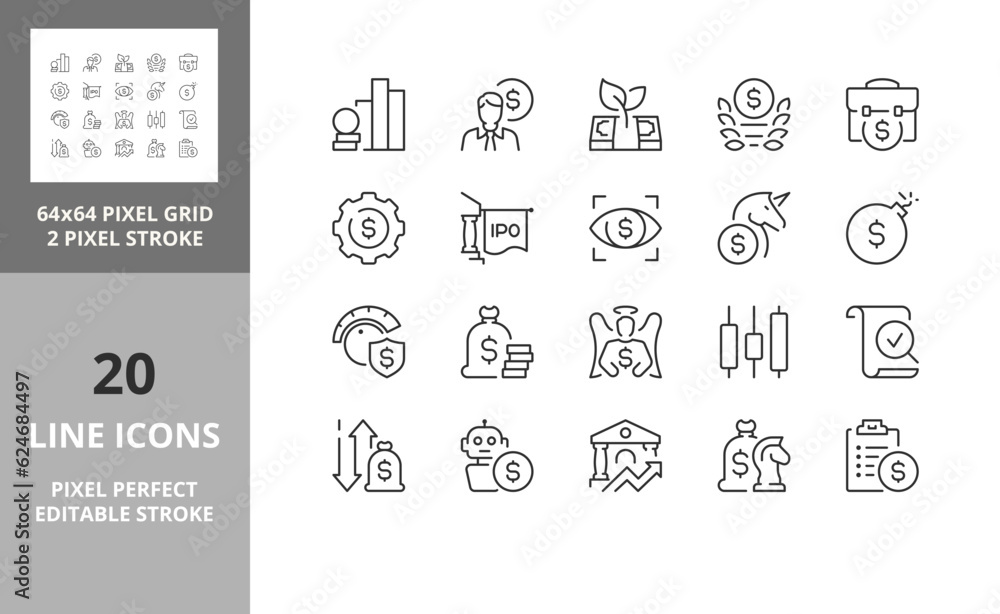 investment 64px and 256px editable vector set