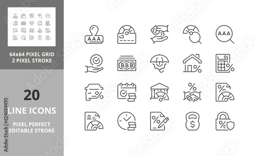 credit rating 64px and 256px editable vector set