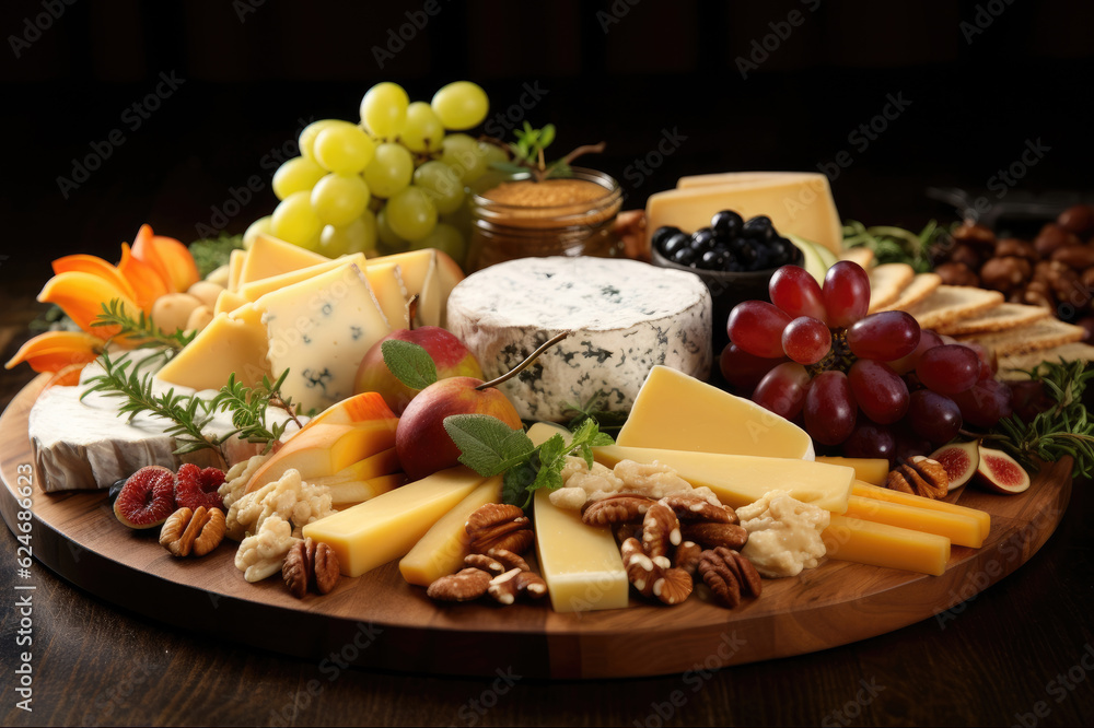 Cheese plate, 12 varieties of cheese on a platter