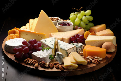 Cheese plate, 12 varieties of cheese on a platter