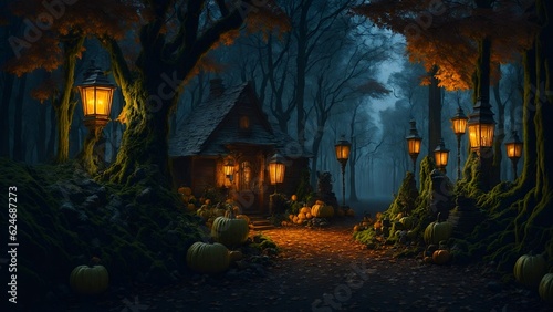 Halloween haunted place illustration ai © DynaVerse3D