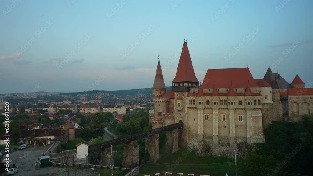 4k time lapse video at Corvin (Hunyad) Castle in Hunedoara during a sunset at the end of the day. Travel to Romania. 4k time lapse video at Corvin (Hunyad) Castle in Hunedoara during a sunset at the end of the day. Travel to Romania.