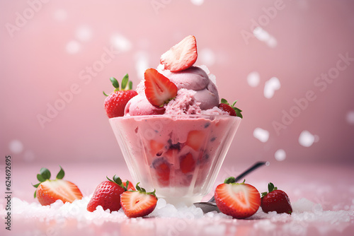 strawberry bingsu icecream.GenerativeAI. photo