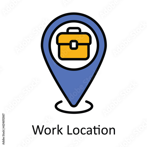 Work Location Filled Outline Icon Design illustration. Map and Navigation Symbol on White background EPS 10 File