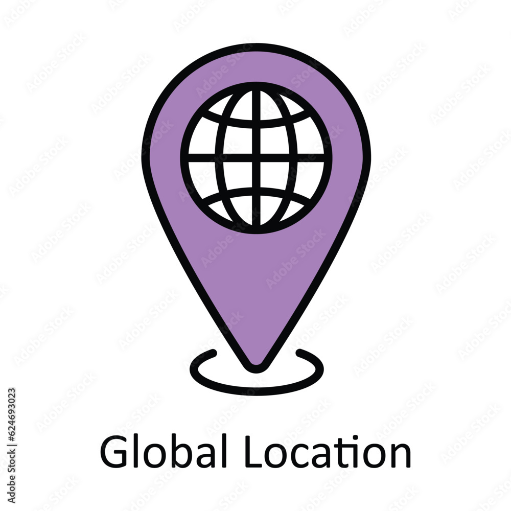 Obraz premium Global Location Filled Outline Icon Design illustration. Map and Navigation Symbol on White background EPS 10 File