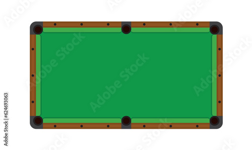 Pool table with top view. Blue pool table for the game in 4x2 dimensions. 