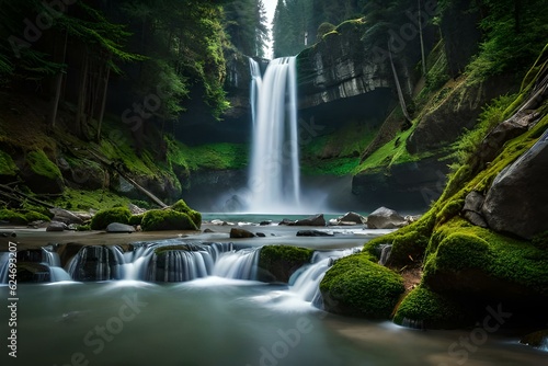 waterfall in the forest generated by AI technology © soman