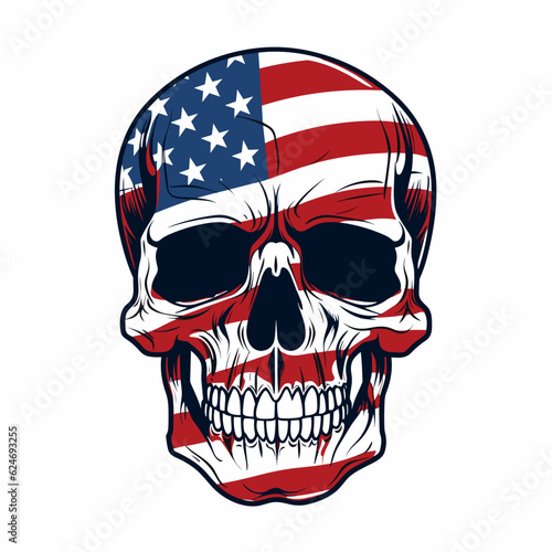 Vector Illustration of Skulls with Flags